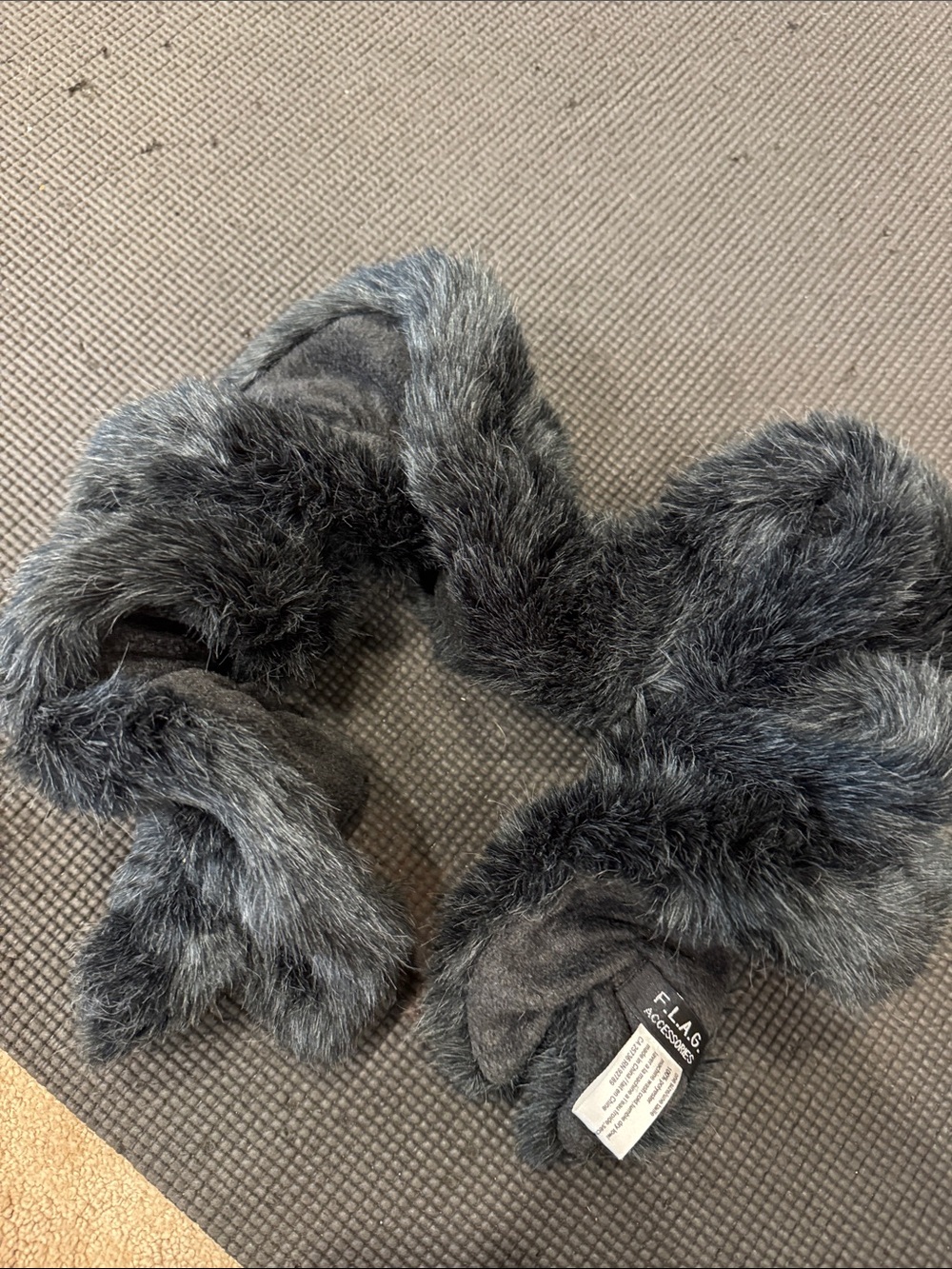 Faux Fur Scarf in Charcoal Gray by